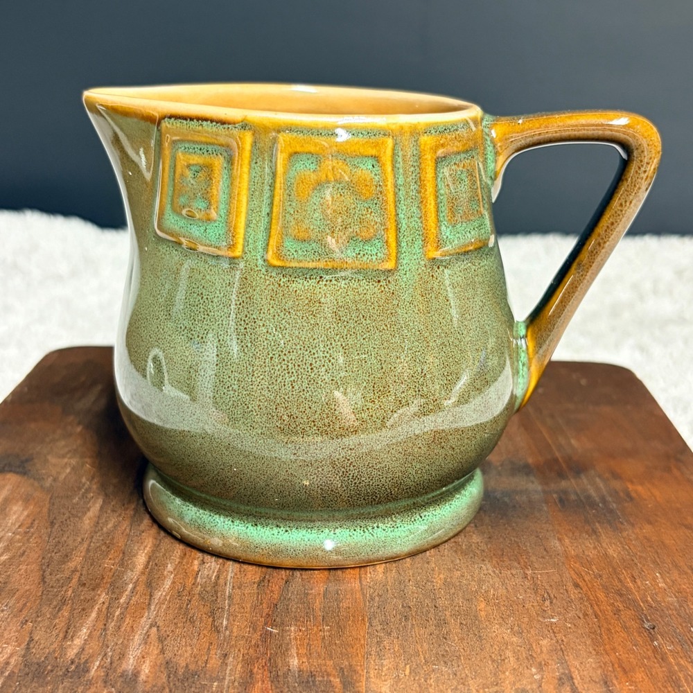 Pfaltzgraff Passage Creamer Pitcher Green Amber Reactive Glaze Stoneware 4in